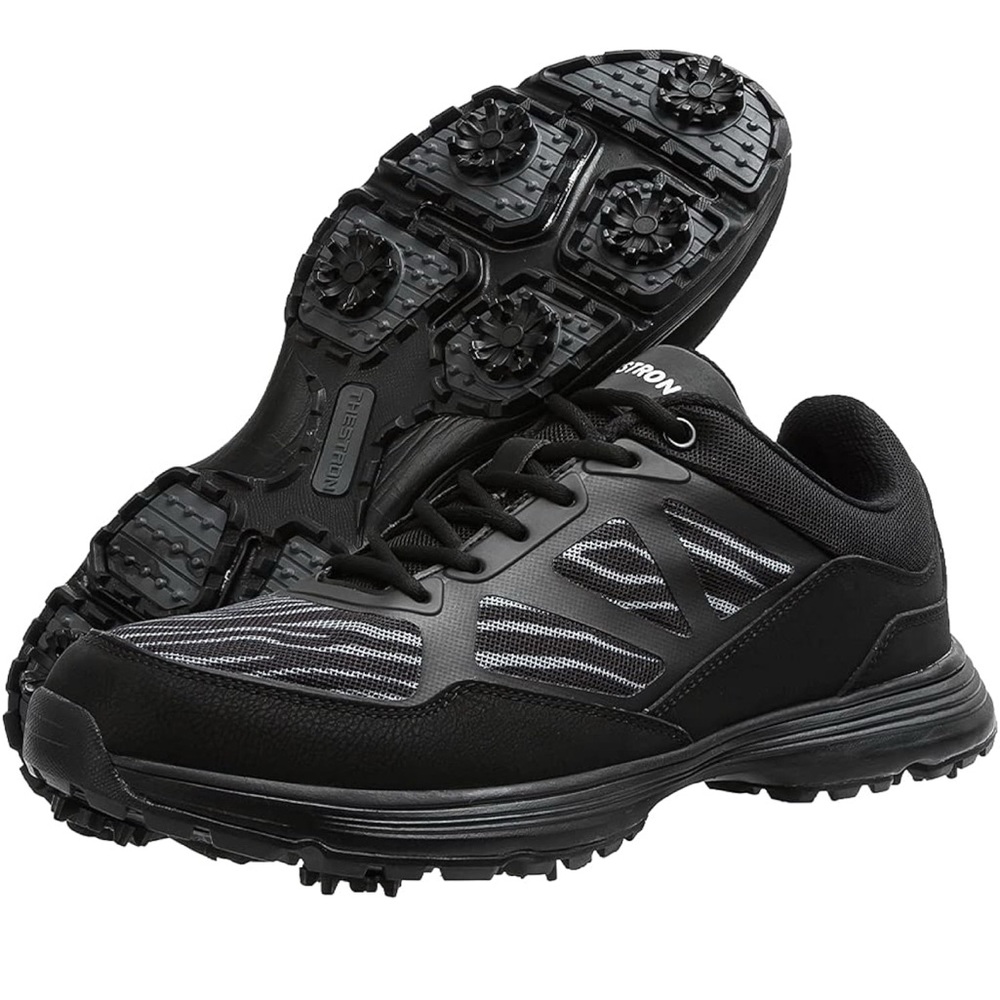 Golf Athletic Shoes with Screw In spikes. 8.5 Black and gray